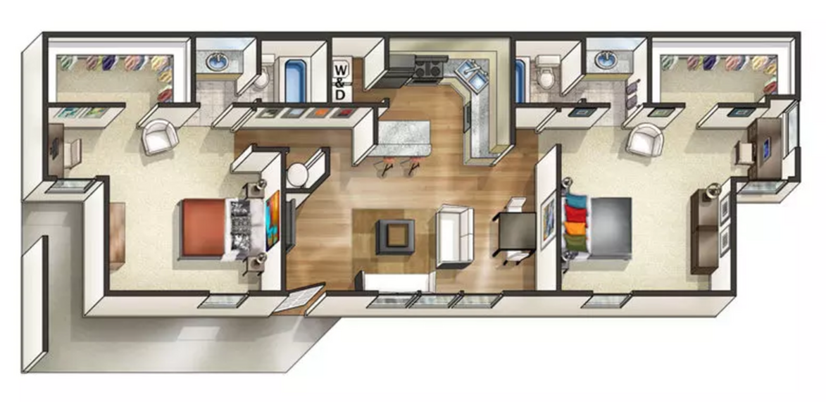 2 Bed/ 2 Bath Deluxe